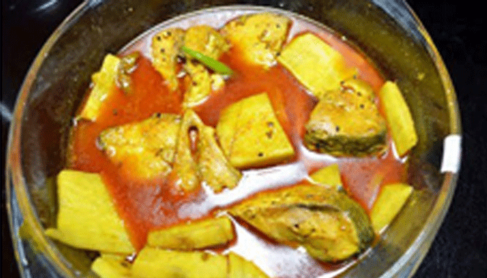 মানকচু দিয়ে রুই মাছের রেসিপি