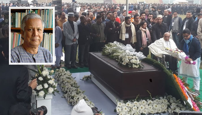 স্যার আবেদের মরদেহে ড. ইউনূসের শ্রদ্ধা