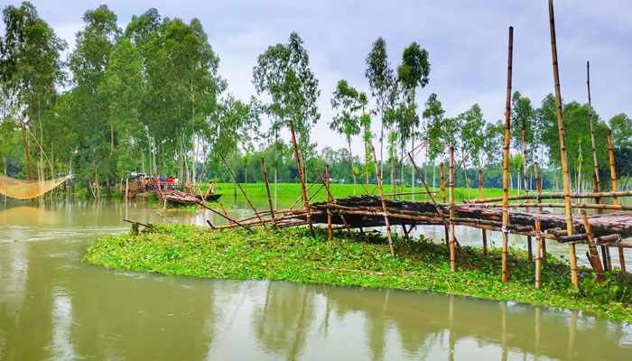 ভেসে গেছে সাঁকো, দুর্ভোগে ৮ গ্রামের মানুষ