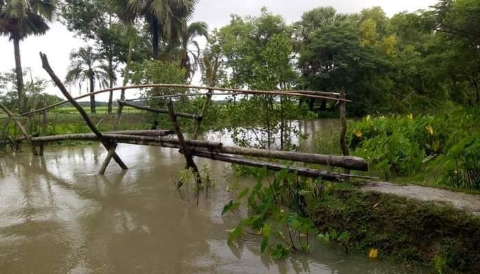 নিজেরাই বানিয়েছেন সেতু, ঝুঁকি নিয়ে পারাপার