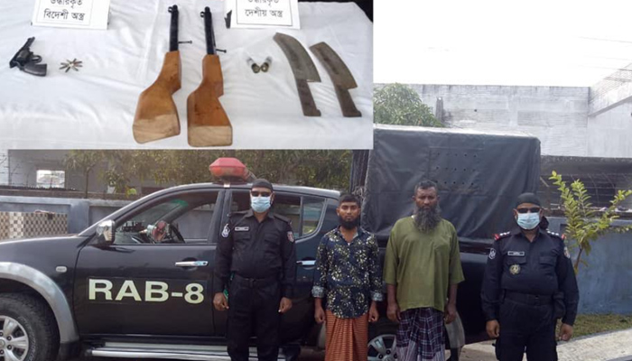 মহিপুরে ওয়ান শুটারগান ও রিভলবারসহ গ্রেপ্তার ২