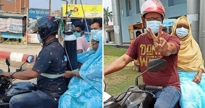 পিঠে অক্সিজেন সিলিন্ডার বেঁধে মাকে হাসপাতালে নেওয়া সেই যুবকের করোনা