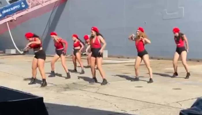 রণতরীর উদ্বোধনী অনুষ্ঠানে স্বল্প পোশাকে নাচ