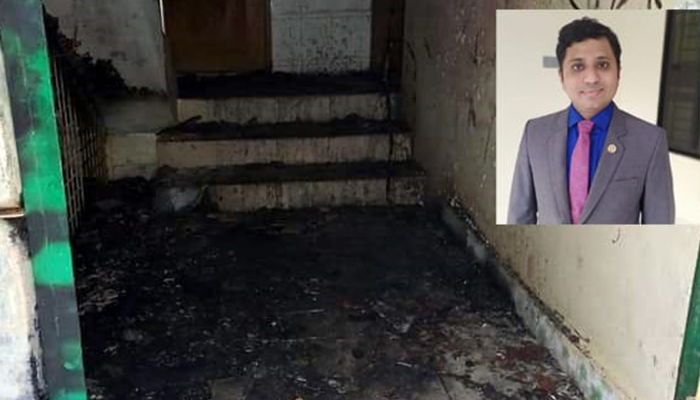 নবীনগরে এসিল্যান্ডের বাসায় দুর্বৃত্তদের আগুন!