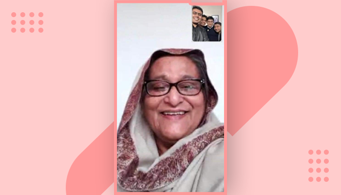 ঢাবি ছাত্রলীগ নেতাদের সঙ্গে ভিডিও কলে হাস্যোজ্জ্বল প্রধানমন্ত্রী