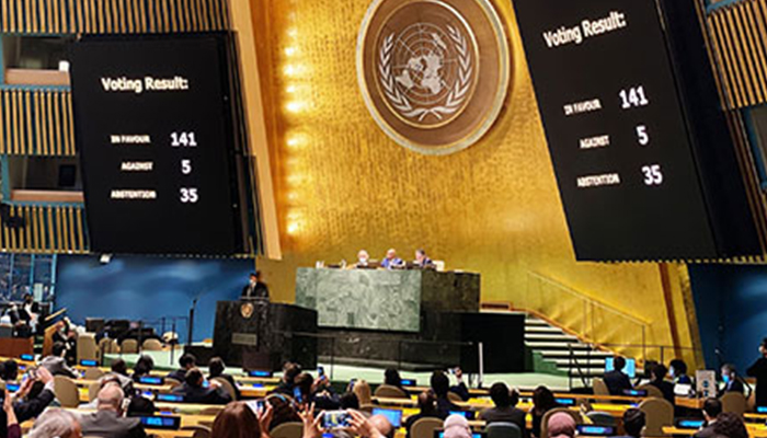 রাশিয়ার বিরুদ্ধে জাতিসংঘে নিন্দা প্রস্তাব, ভোটদানে বিরত বাংলাদেশ