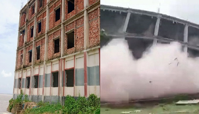 পদ্মায় মুহূর্তেই বিলীন চারতলা স্কুল ভবন