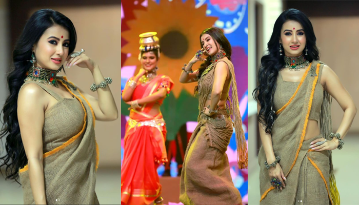 পাটের শাড়ি পরে ‘টাপা টিনি’র ছন্দে মনামী