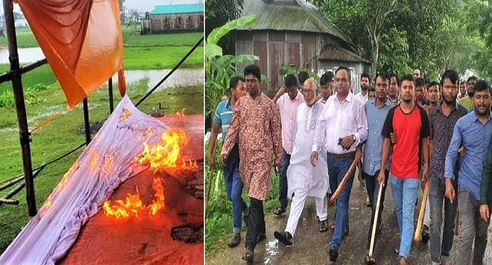 বারহাট্টায় বিএনপির মঞ্চে আগুন