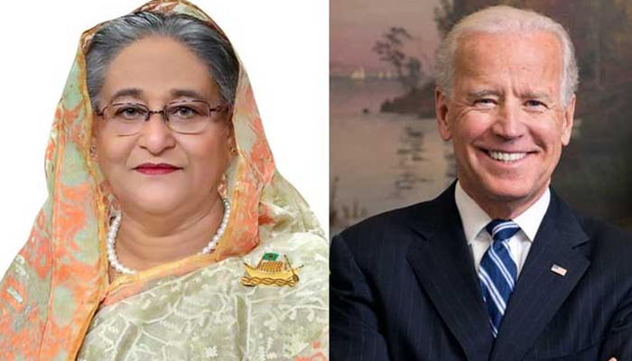 বাইডেনের অভ্যর্থনায় প্রধানমন্ত্রী শেখ হাসিনা