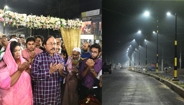 সড়কে দৃষ্টিনন্দন সড়ক বাতির উদ্বোধন