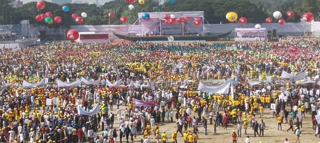 পলোগ্রাউন্ডে প্রধানমন্ত্রী, জনসভা কানায় কানায় পূর্ণ