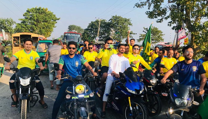 শান্তিগঞ্জে ব্রাজিল সমর্থকদের মোটরসাইকেল শোভাযাত্রা