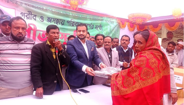 মাধবপুরে গরীব-অসহায় মানুষের মাঝে শীতবস্ত্র বিতরণ
