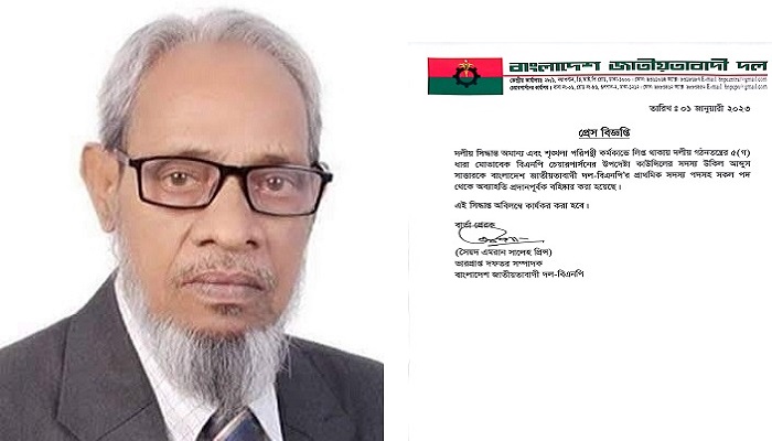 বিএনপি থেকে আবদুস সাত্তার ভূঁইয়াকে বহিষ্কার