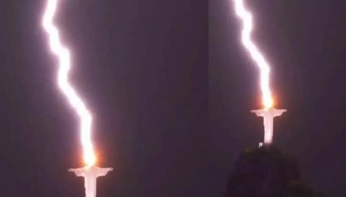 বিখ্যাত ক্রাইস্ট দ্য রিডিমার মূর্তিতে বজ্রপাত