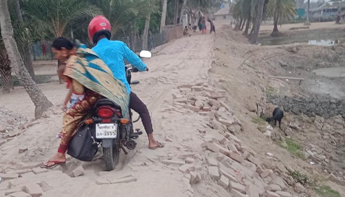 আশাশুনিতে স্কুল সড়কের বেহাল দশায় জনভোগান্তি