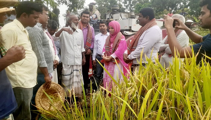 গোমস্তাপুরে যান্ত্রিকীকরণের মাধ্যমে ধান কর্তন উদ্বোধন