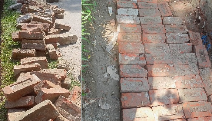 কাউখালীতে পুরাতন ইট দিয়ে ড্রেনের নির্মাণ!