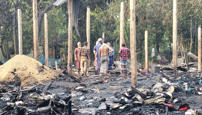 গ্যাস সিলিন্ডারের আগুনে ৪ পরিবারের বসতঘর পুড়ে ছাই