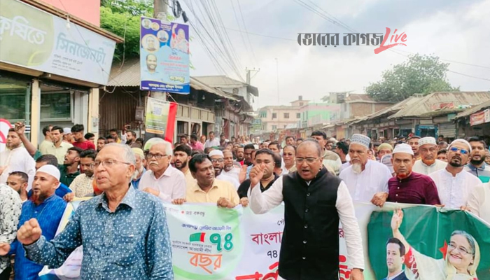 আ.লীগের প্রতিষ্ঠাবার্ষিকীতে বোরহানউদ্দিনে বর্ণাঢ্য র্যালি