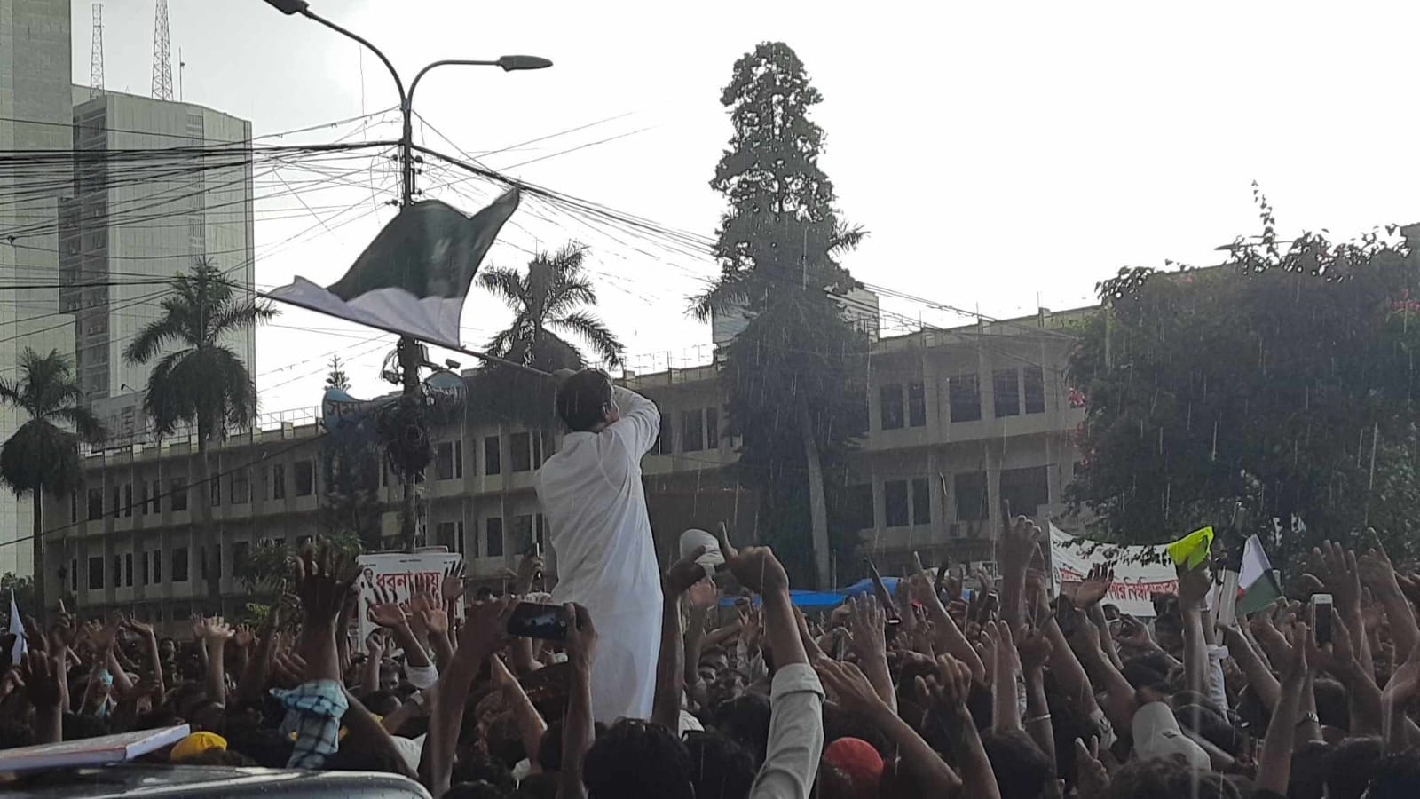 যুবলীগের পতাকা হাতে শান্তি সমাবেশে শামীম ওসমান
