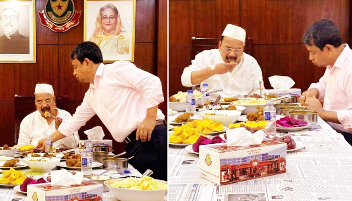 ডিবি কার্যালয়ে গয়েশ্বরকে আপ্যায়ন