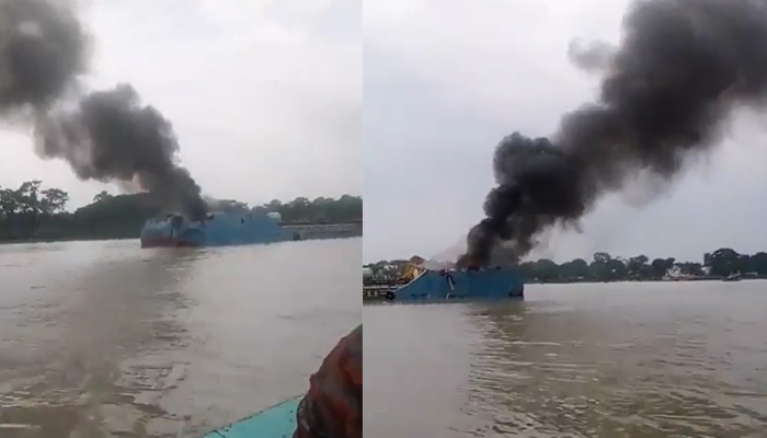 সুগন্ধা নদীতে তেলবাহী জাহাজে বিস্ফোরণে দগ্ধ ৫