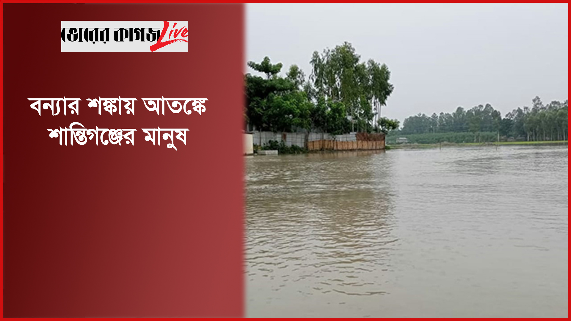 বন্যার শঙ্কায় আতঙ্কে শান্তিগঞ্জের মানুষ