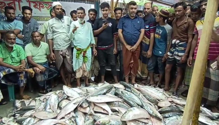 জাল ফেলতেই ঝাঁকে ঝাঁকে ইলিশ, ৪০ লাখ টাকায় বিক্রি