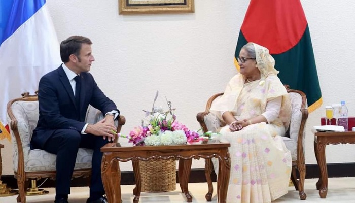 বৈঠকে ইমানুয়েল ম্যাক্রোঁ-শেখ হাসিনা