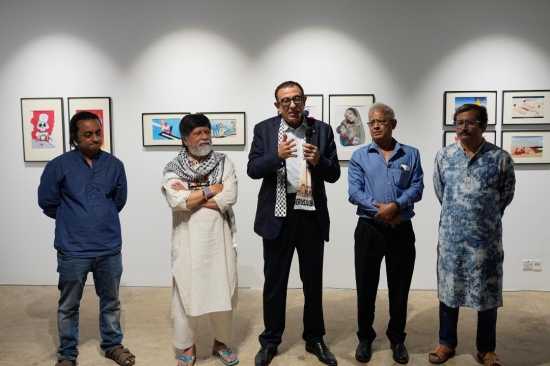 কার্টুনিস্টদের ‘গাজা গণহত্যা বিরোধী প্রতিবাদী ও সংহতি প্রদর্শনী’
