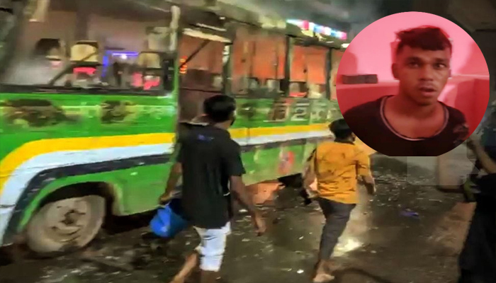 রাজধানীতে দুই বাসে আগুন, আটক ১