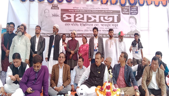 দাউদকান্দিতে নৌকা প্রার্থীর গণসংযোগ ও পথসভা