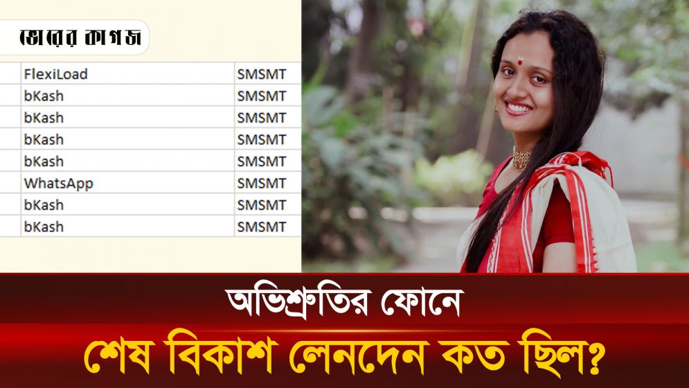 আলোচনায় অভিশ্রুতির ফোনে পাওয়া শেষ বিকাশ এমাউন্ট!