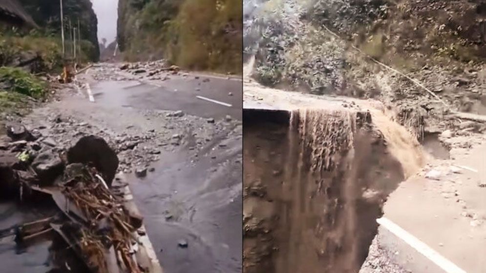 অরুণাচলে ভয়াবহ ভূমিধস, ভেসে গেলো চিন সীমান্তের জাতীয় সড়ক (ভিডিও)