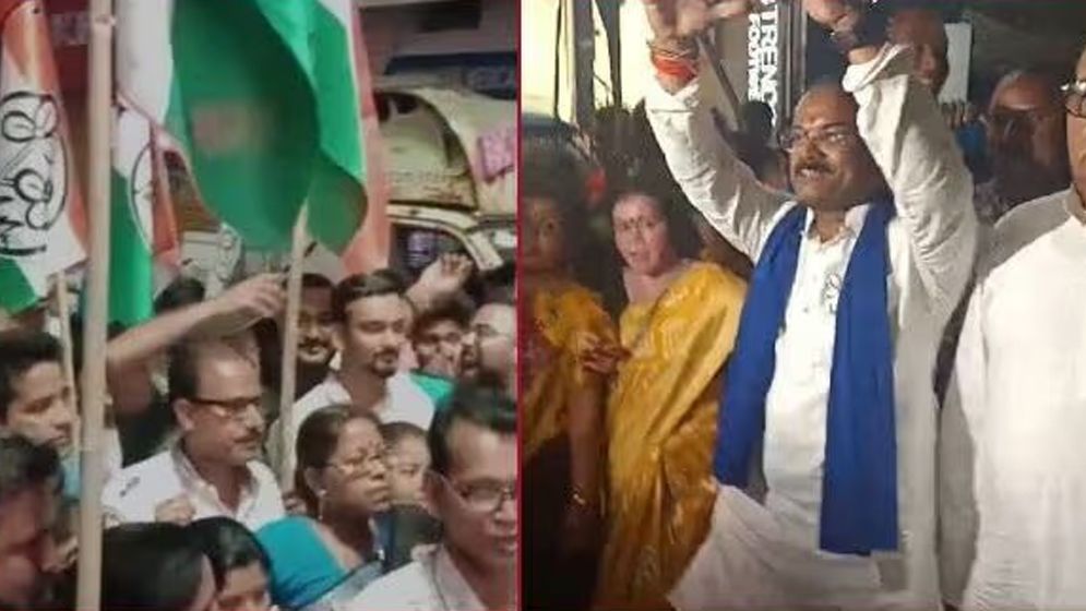 ফল ঘোষণার আগেই তৃণমূলের বিজয় মিছিল!