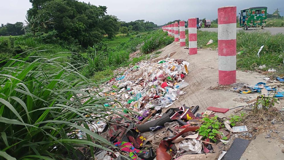 সিংগাইর বাসস্ট্যান্ডের পাশেই ময়লার ভাগাড়, দুর্ভোগে পথচারীরা