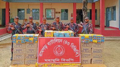 রামগড়ে সীমান্তে ভারতীয় আতশবাজি ও ওষুধ জব্দ 