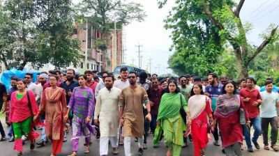 অপশক্তি রুখতে হাবিপ্রবি ছাত্রলীগের বিক্ষোভ মিছিল ও সমাবেশ