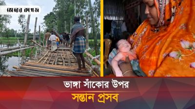 ভাঙ্গা সাঁকোর উপর সন্তান প্রসব, এলাকায় তোলপাড়
