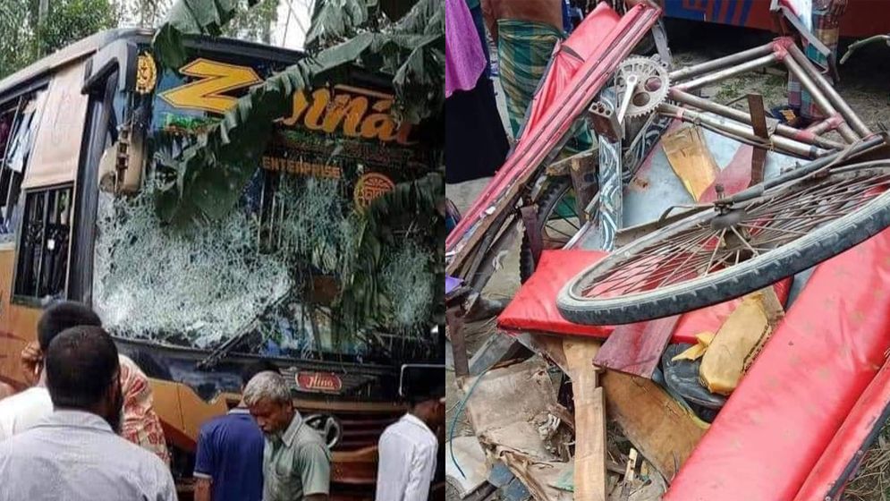 গাইবান্ধায় বাসের ধাক্কায় রিকশাভ্যানের ২ যাত্রী নিহত