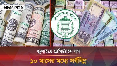জুলাইয়ে রেমিট্যান্সে বড় ধাক্কা, ১০ মাসে সর্বনিম্ন