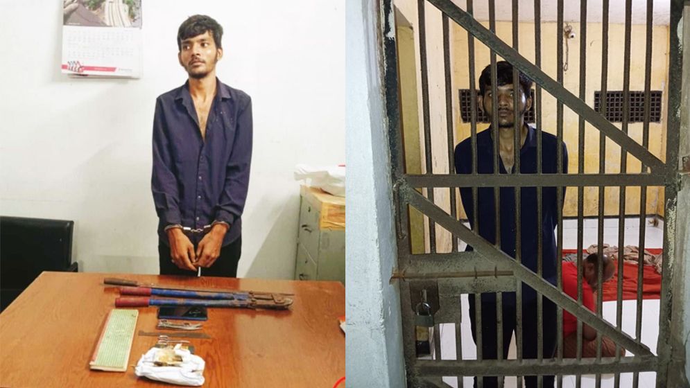 যৌথবাহিনীর হাতে দেশীয় অস্ত্র ও গাঁজাসহ এক ডাকাত গ্রেপ্তার