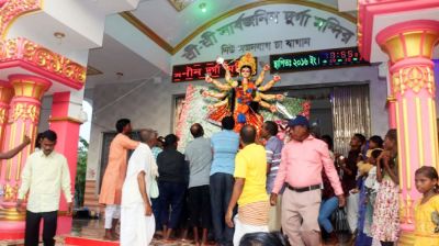 জুড়ী-বড়লেখায় প্রতিমা বিসর্জনের মাধ্যমে শেষ হলো শারদীয় দুর্গোৎসব