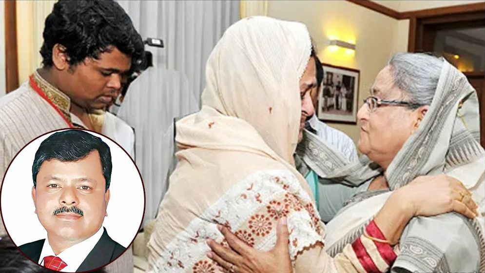 পুরোনো শাড়ি পরে ইলিয়াসপত্মীকে জড়িয়ে ধরে যা বলেন শেখ হাসিনা