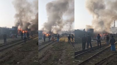 তেজগাঁওয়ে ট্রাকস্ট্যান্ডে আগুন 