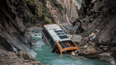 ভয়াবহ ভূমিধসে বাস চাপা পড়ে নিহত ১৮