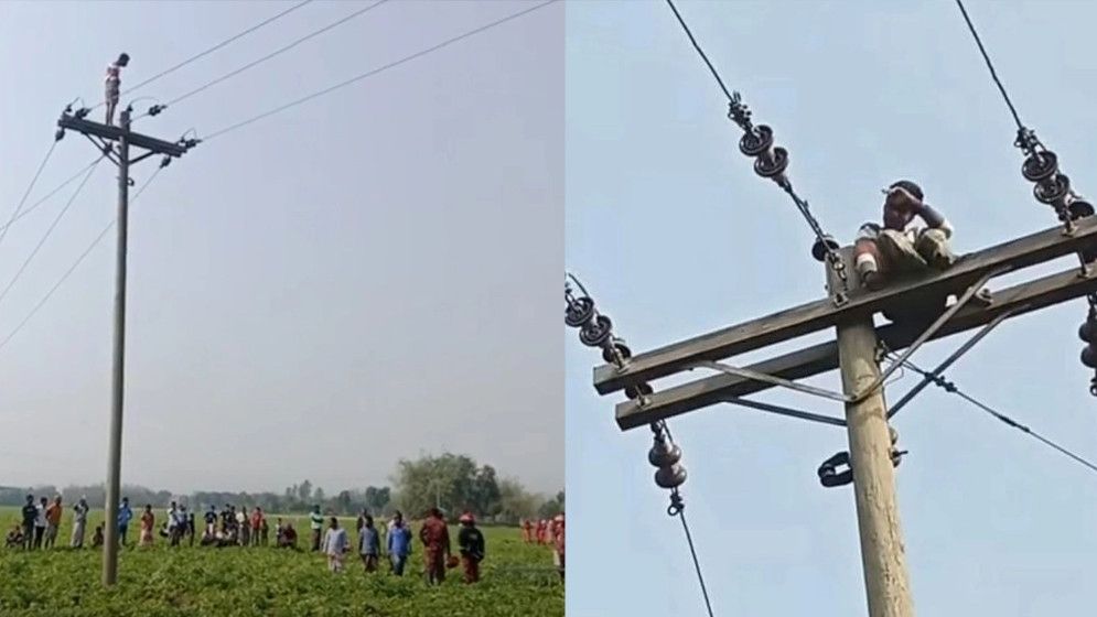 মোবাইল কিনে না দেওয়ায় বিদ্যুতের খুঁটিতে উঠে আত্মহত্যার চেষ্টা