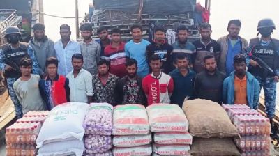 পাচারকালে বিপুল পরিমাণ সিমেন্ট ও নিত্যপণ্য জব্দ, আটক ১৯
